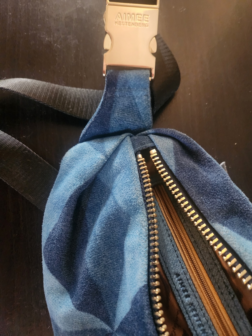 Aimee Kestenberg Blue Suede Men's Sling Belt Bag